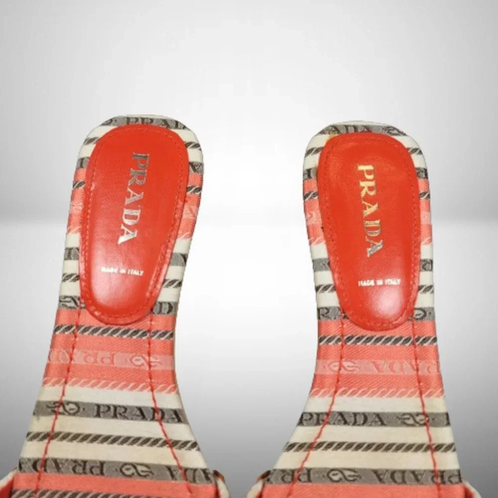 Prada Coral Orange Wooden Mule Sandals - New - Size: 40 - Picture 11 of 12